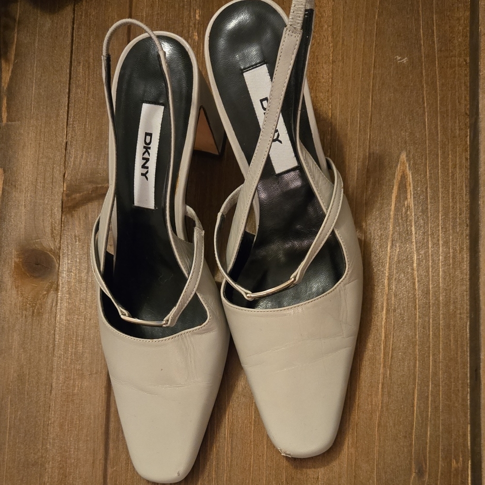 DKNY Cream Slingback Heels